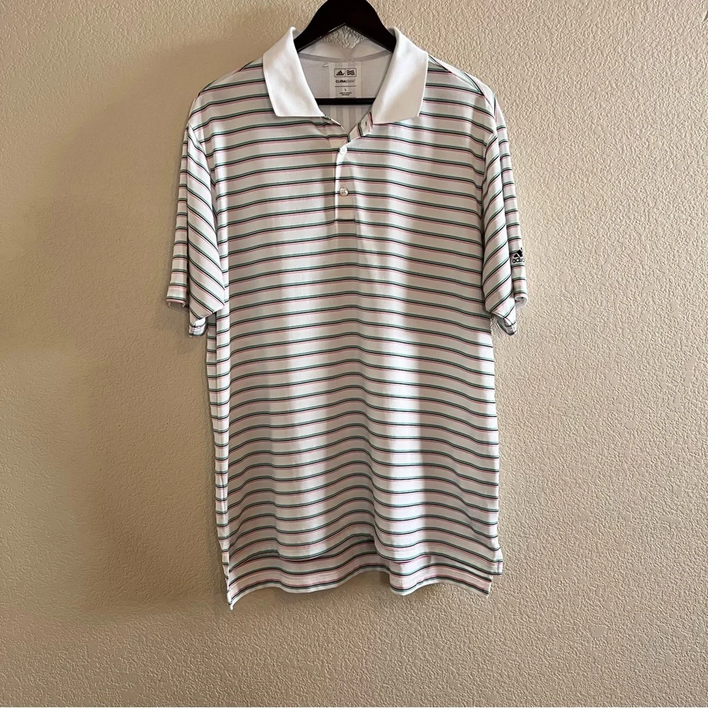 Adidas Clima Cool Striped Golf Polo Size Large